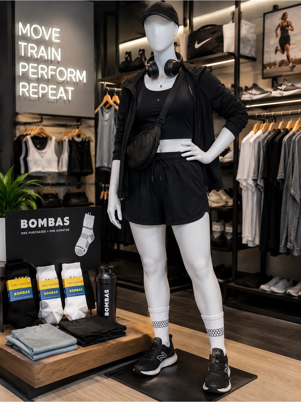 Bombas Black Athletic Crop Tank & Shorts Set